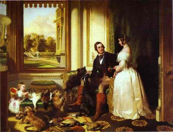 Windsor Castle in Modern Times by Landseer depicts the Queen and the Prince Consort "at home" in the 1840s.