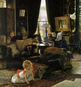 A mid-Victorian interior: Hide and Seek by James Tissot c. 1877.