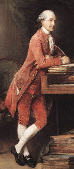 Matching coat, waistcoat, and breeches: Johann Christian Fischer by Thomas Gainsborough, c. 1780.